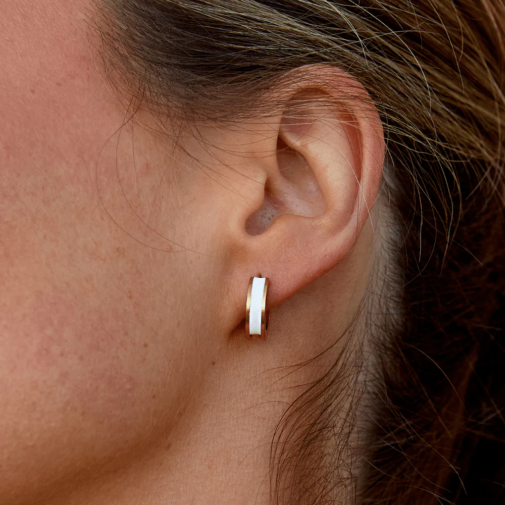 Leigh White Hoop Earrings - Image 2