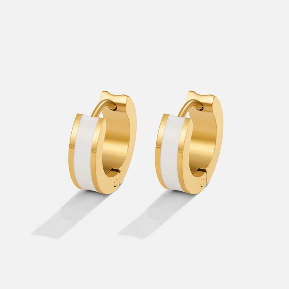Leigh White Hoop Earrings - Image 3
