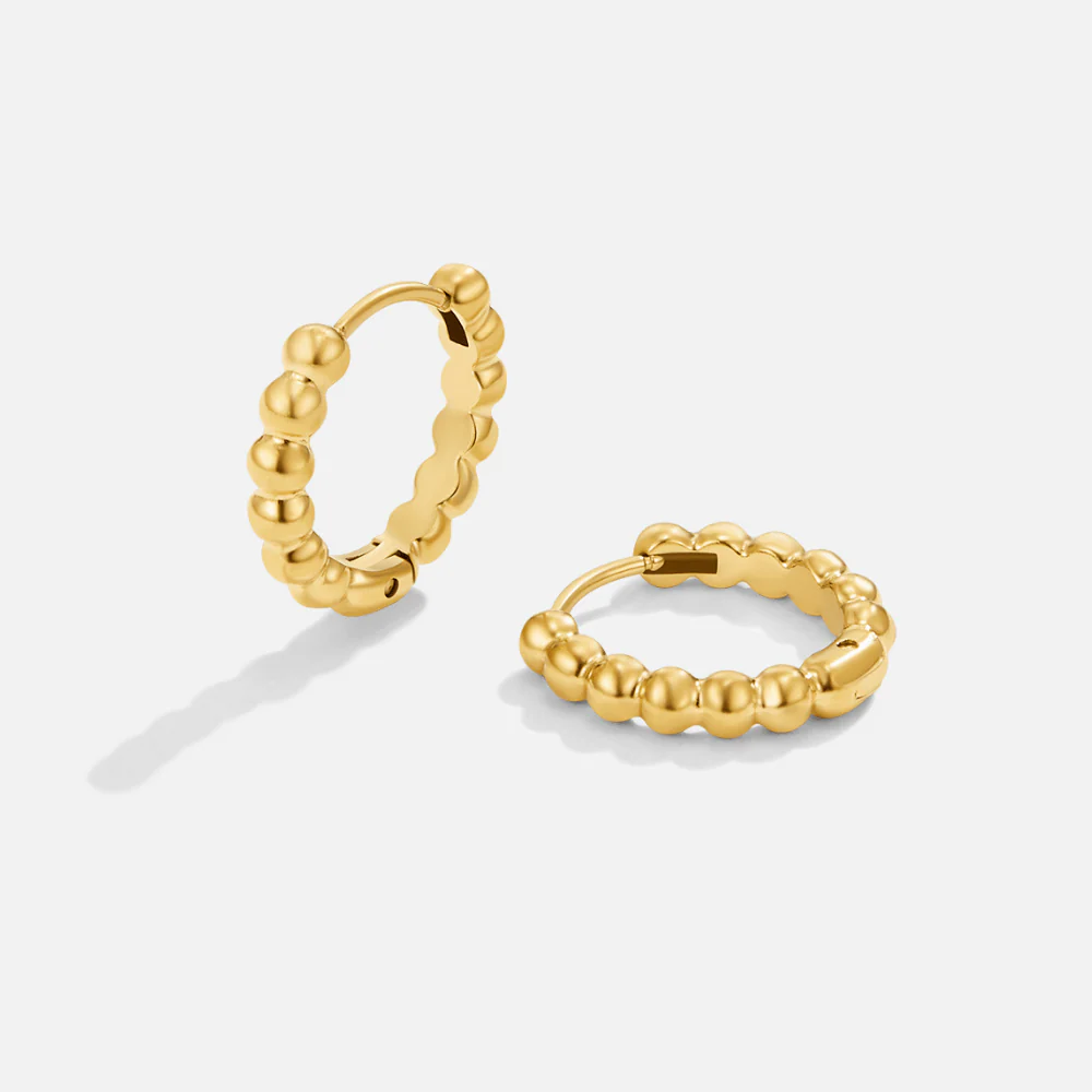 Leona Gold Bead Hoop Earrings - Image 3