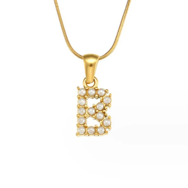 Letter Pearl Charm Necklace - Image 10
