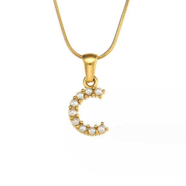 Letter Pearl Charm Necklace - Image 11