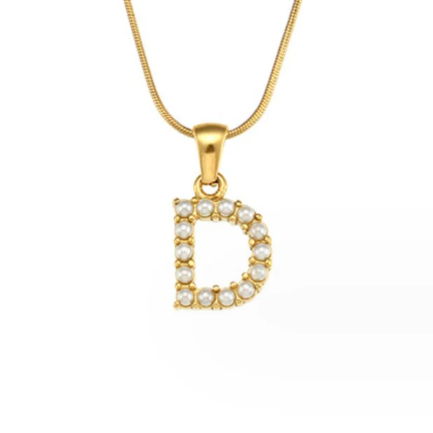 Letter Pearl Charm Necklace - Image 12