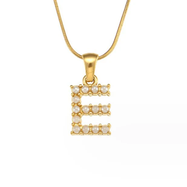 Letter Pearl Charm Necklace - Image 13
