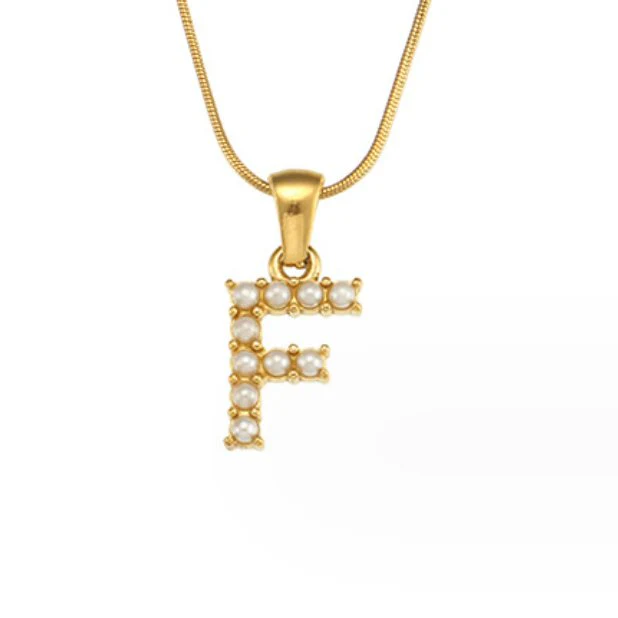 Letter Pearl Charm Necklace - Image 14