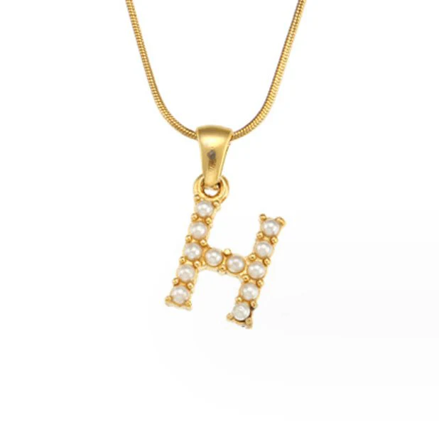 Letter Pearl Charm Necklace - Image 16