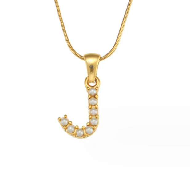 Letter Pearl Charm Necklace - Image 18