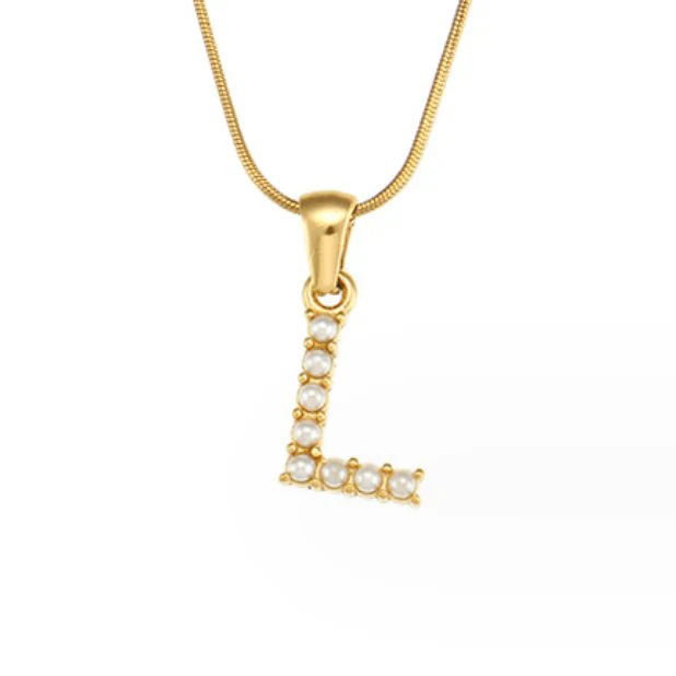 Letter Pearl Charm Necklace - Image 20