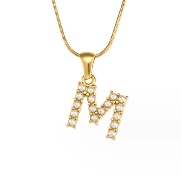 Letter Pearl Charm Necklace - Image 21