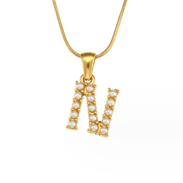 Letter Pearl Charm Necklace - Image 22