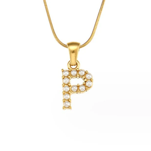 Letter Pearl Charm Necklace - Image 24