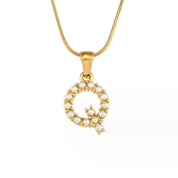 Letter Pearl Charm Necklace - Image 25
