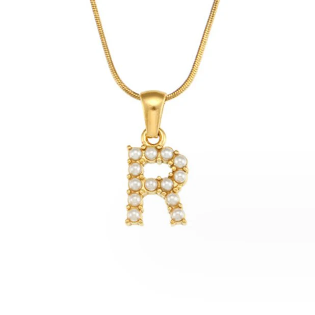 Letter Pearl Charm Necklace - Image 26