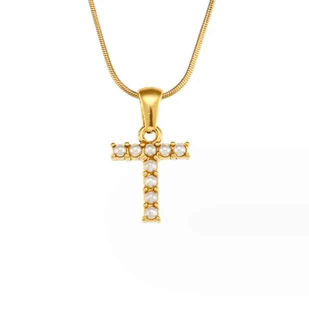 Letter Pearl Charm Necklace - Image 28