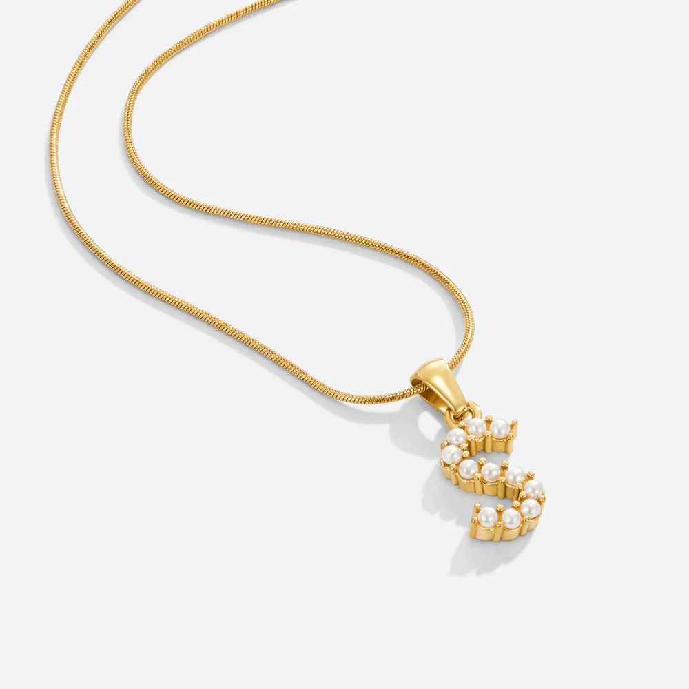 Letter Pearl Charm Necklace - Image 3