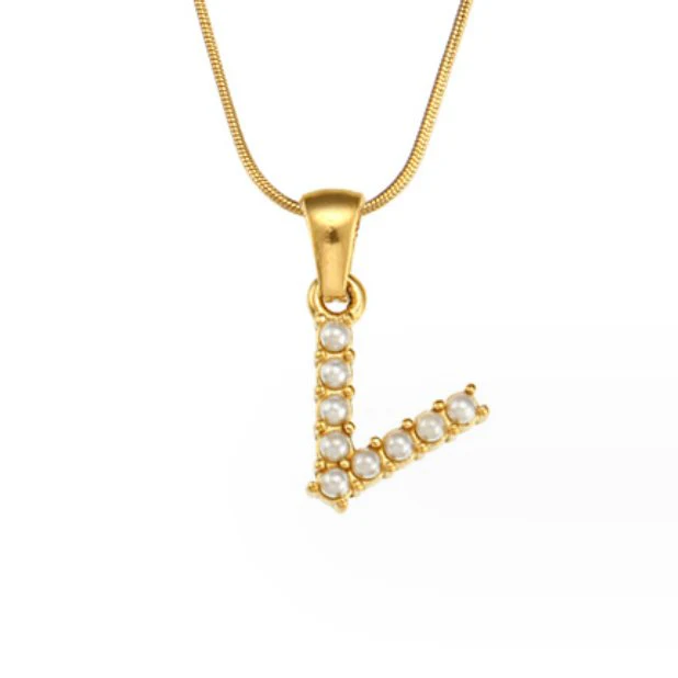 Letter Pearl Charm Necklace - Image 30