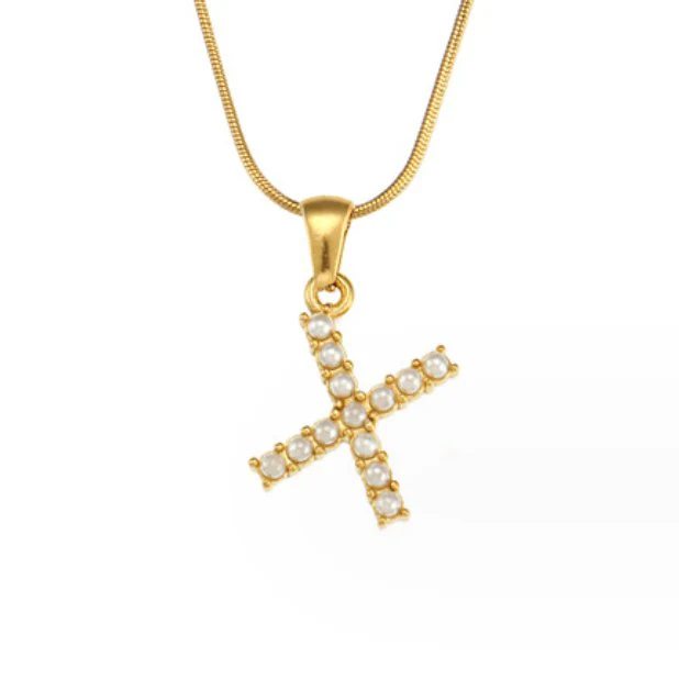 Letter Pearl Charm Necklace - Image 32