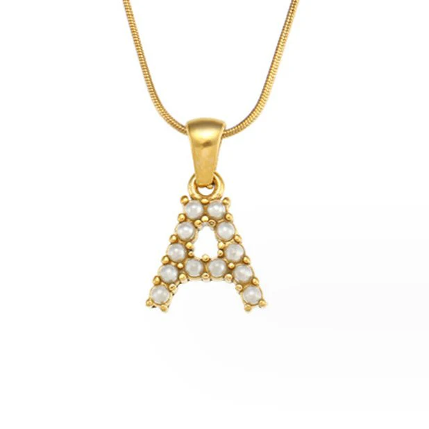 Letter Pearl Charm Necklace - Image 9