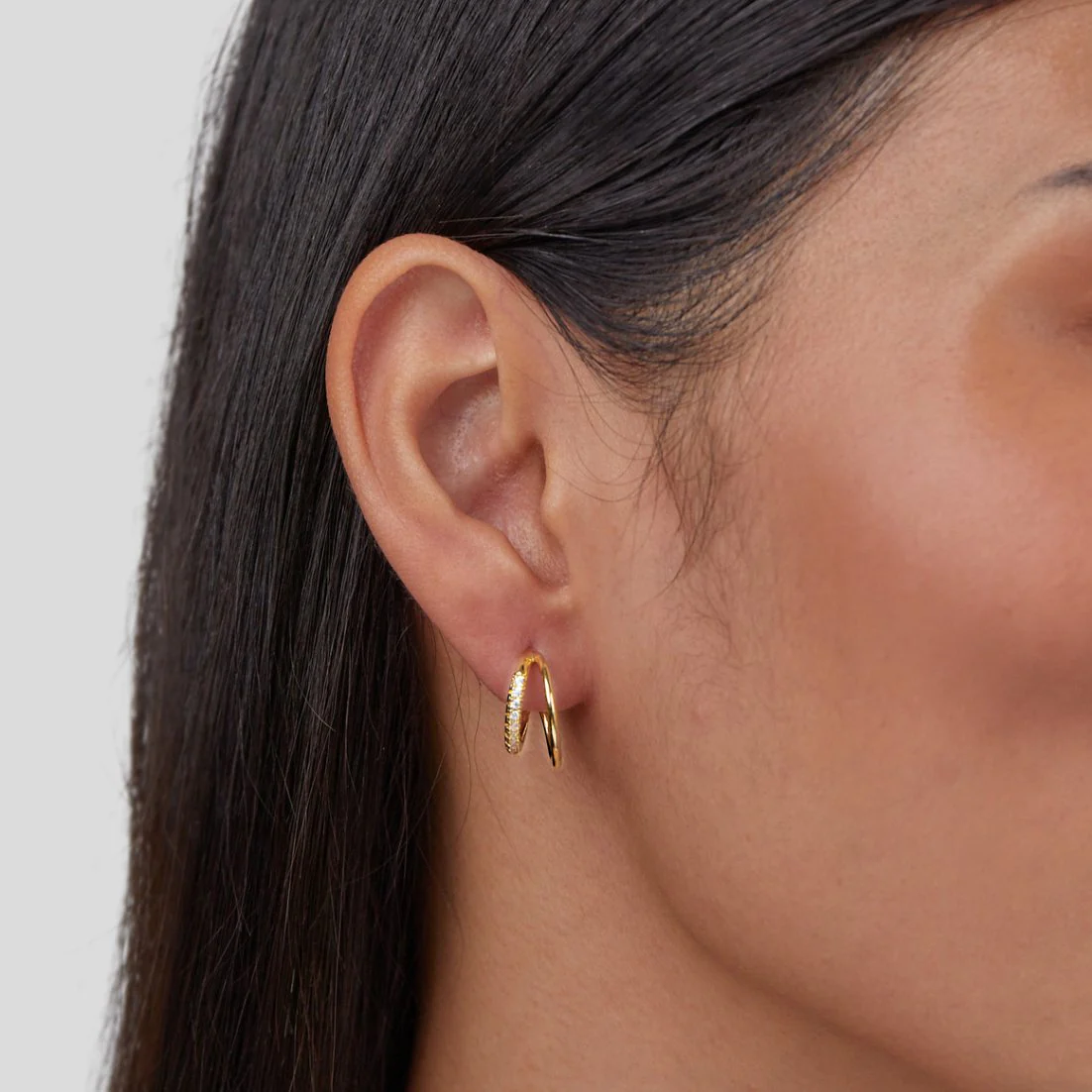 Leyla Crystal Double Hoop Earrings - Image 2