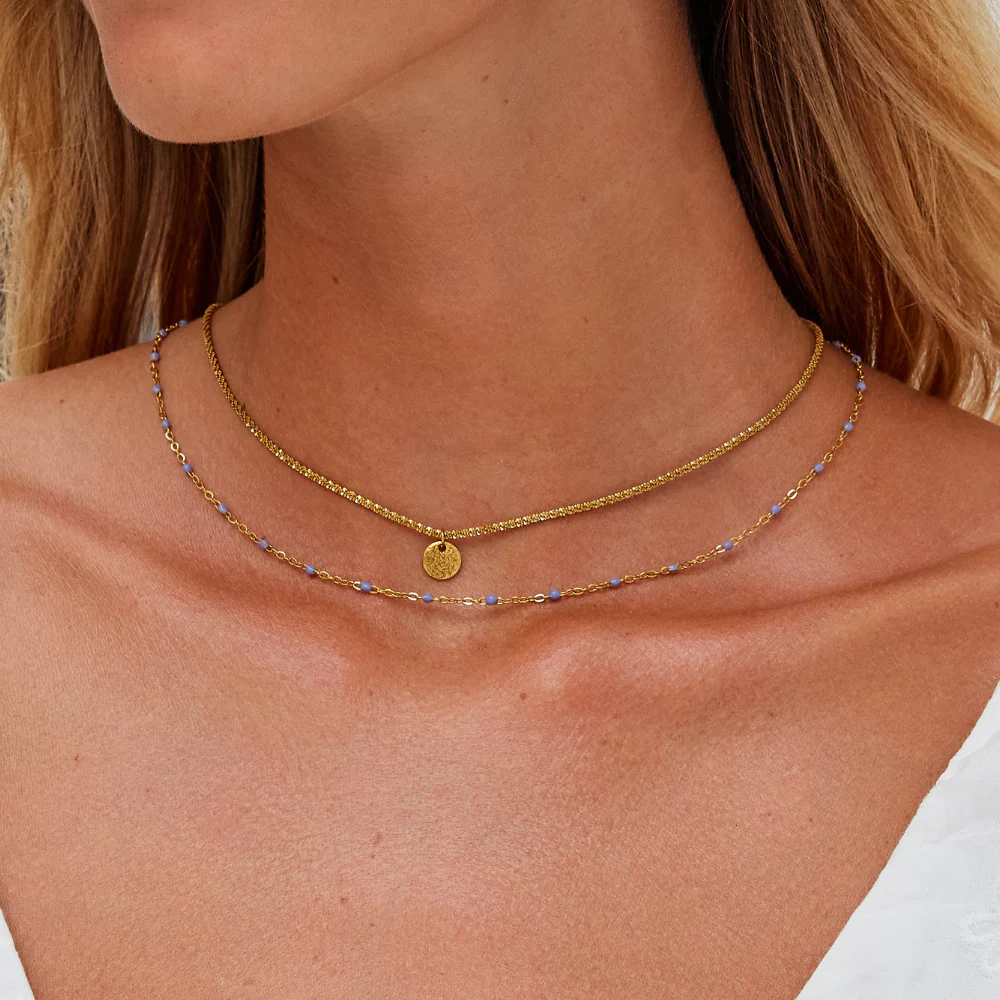 Lia Layered Gold Coin Bead Necklace - Image 2
