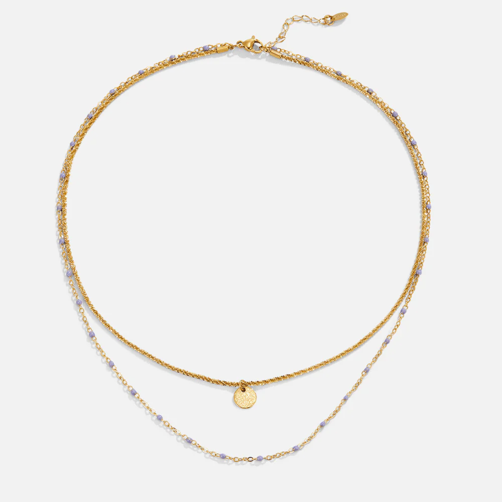 Lia Layered Gold Coin Bead Necklace - Image 4