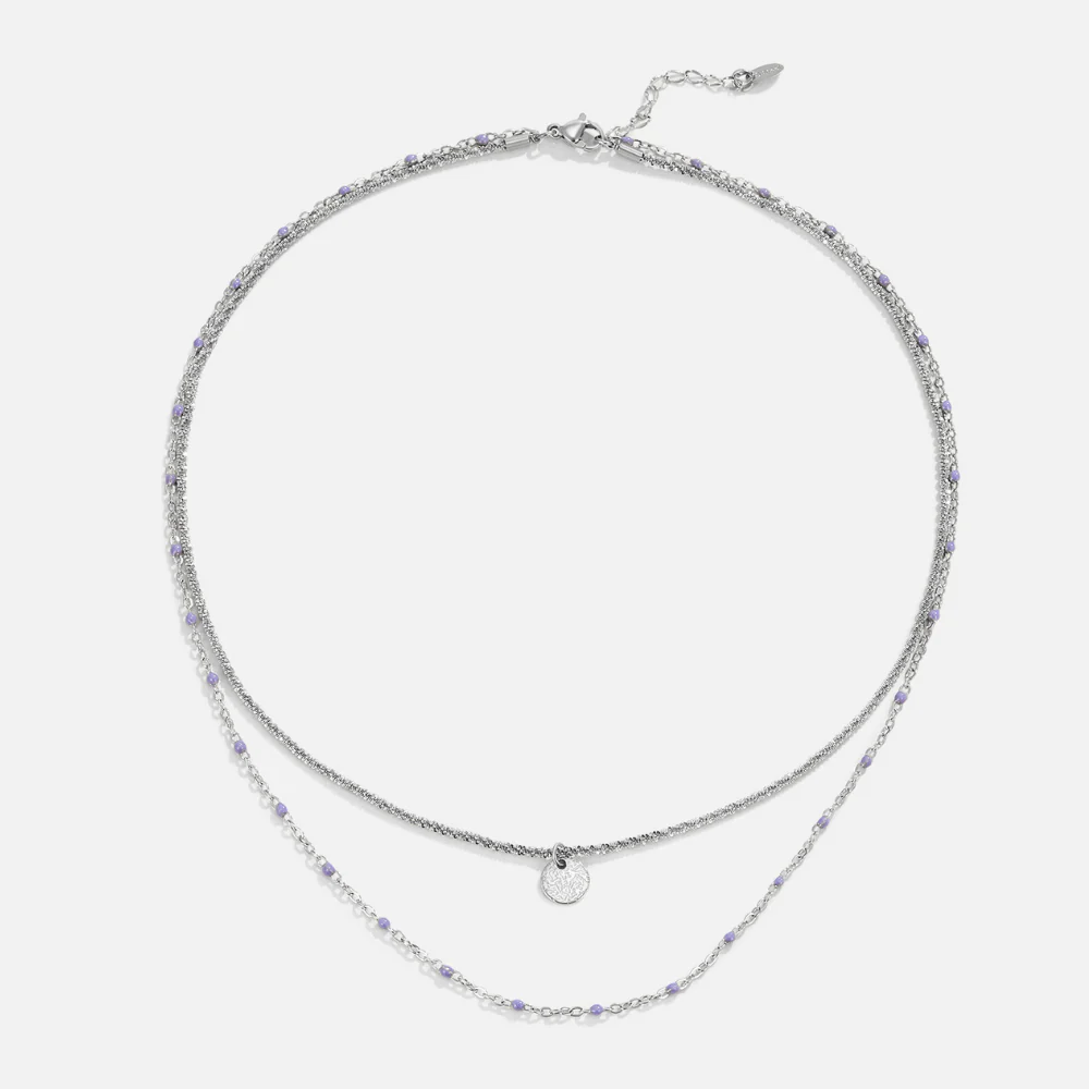 Lia Layered Silver Coin Bead Necklace - Image 3
