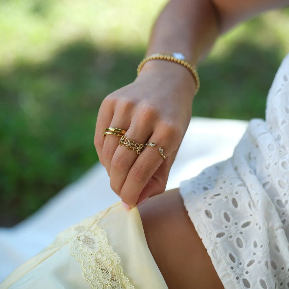 Lily Crystal Gold Vine Ring - Image 7