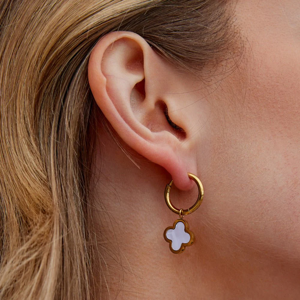 White Clover Hoop Earrings - Image 2