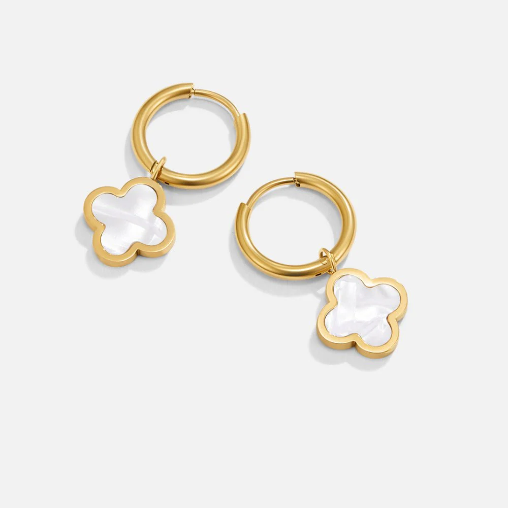 White Clover Hoop Earrings - Image 3