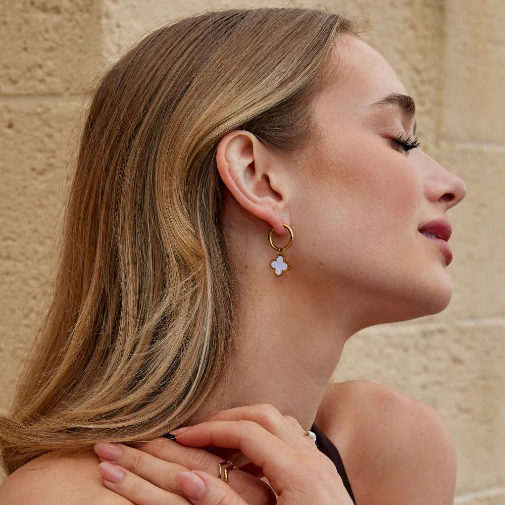 White Clover Hoop Earrings - Image 5