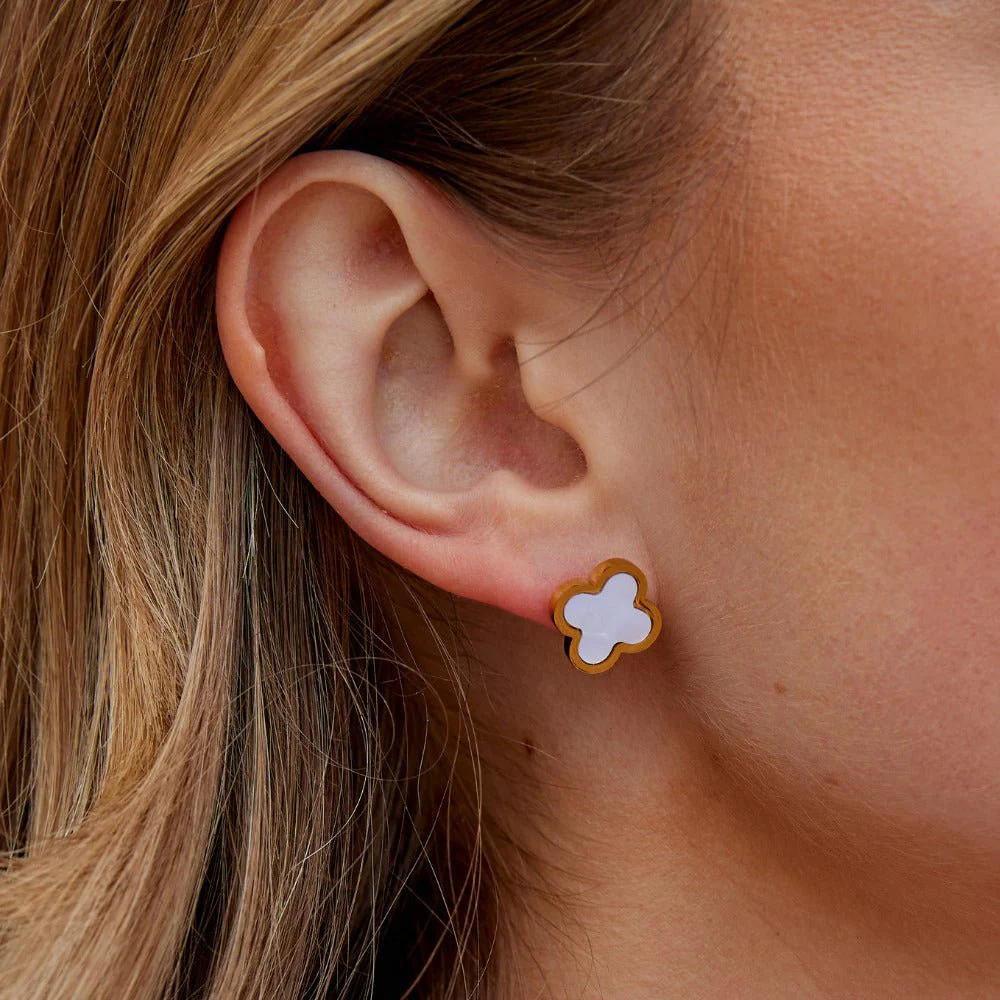 White Clover Stud Earrings - Image 2