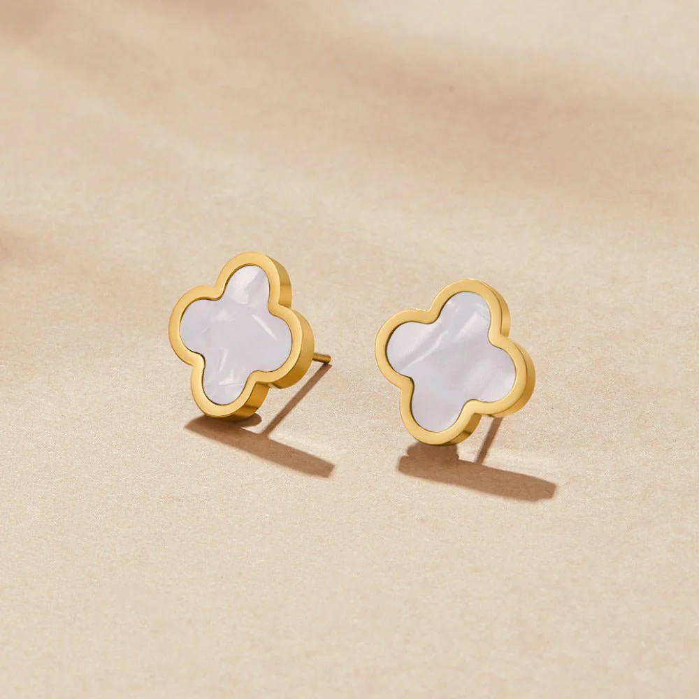 White Clover Stud Earrings - Image 3