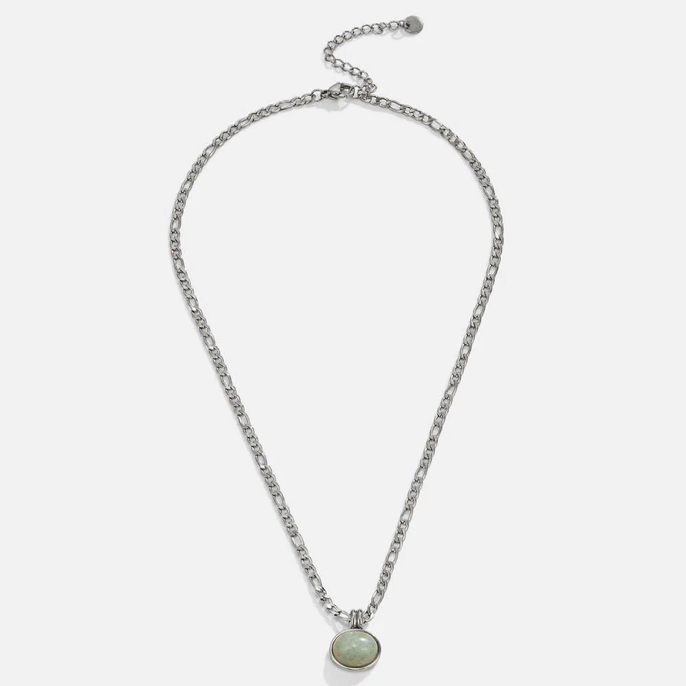 Liza Jade Pendant Silver Necklace - Image 4