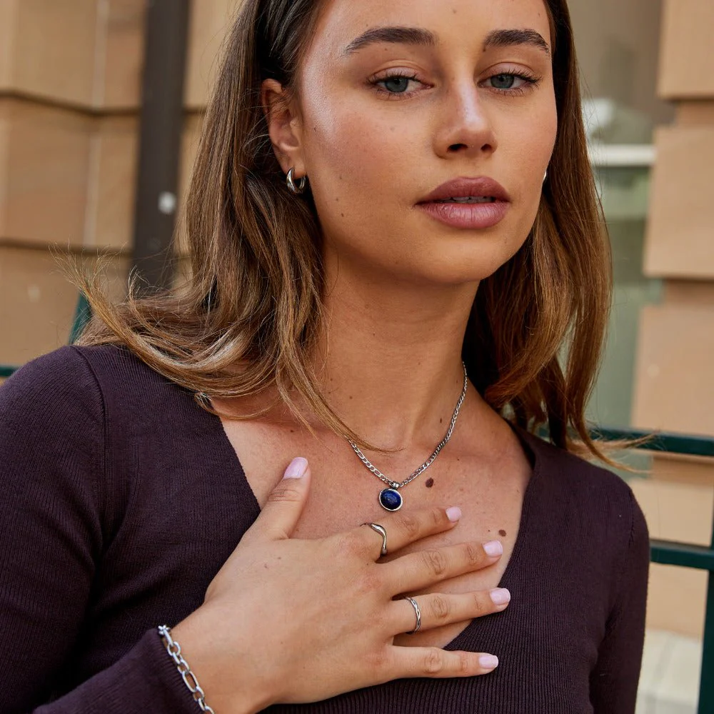 Liza Lapis Lazuli Silver Necklace - Image 4