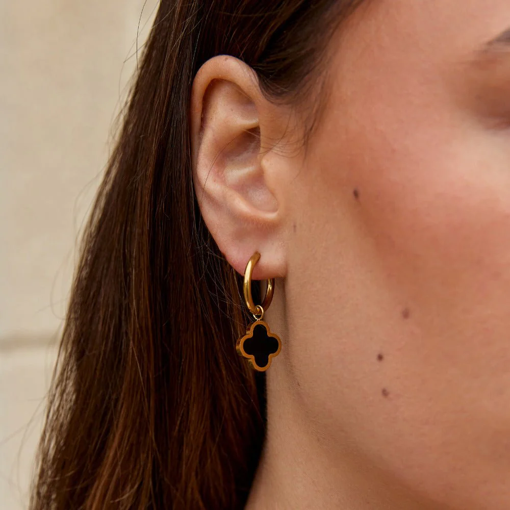 Black Clover Hoop Earrings - Image 2