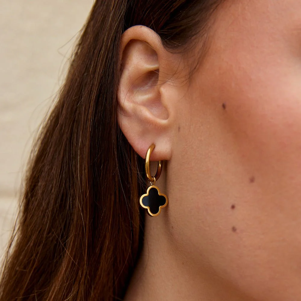 Black Clover Hoop Earrings - Image 4