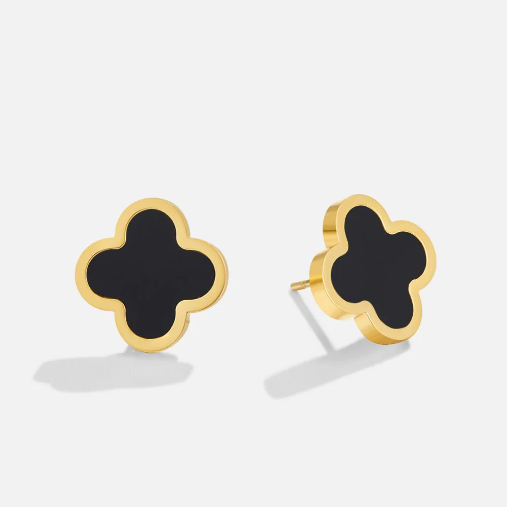 Black Clover Stud Earrings - Image 3