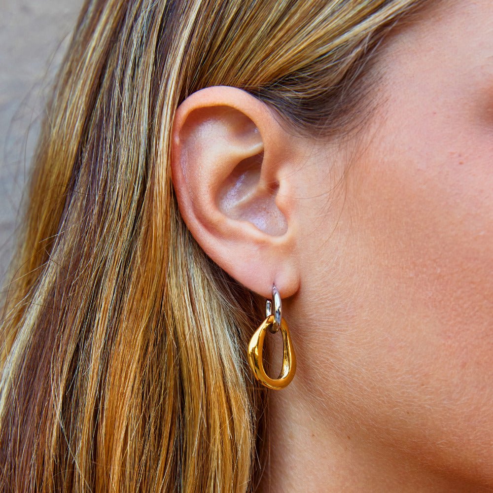 Lola Layered Drop Hoop Earrings - Image 2