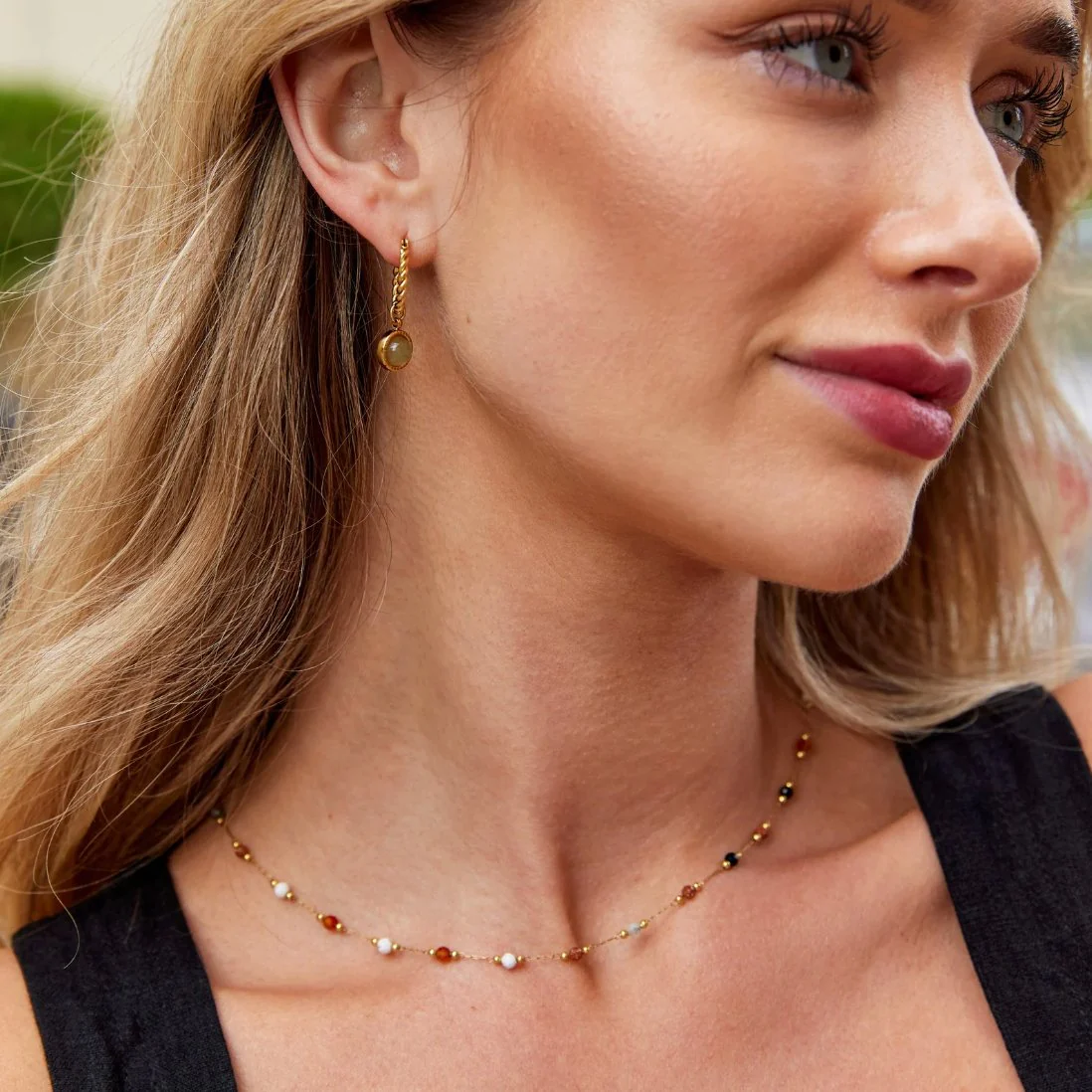 Lulu Beaded Stone Necklace - Image 7