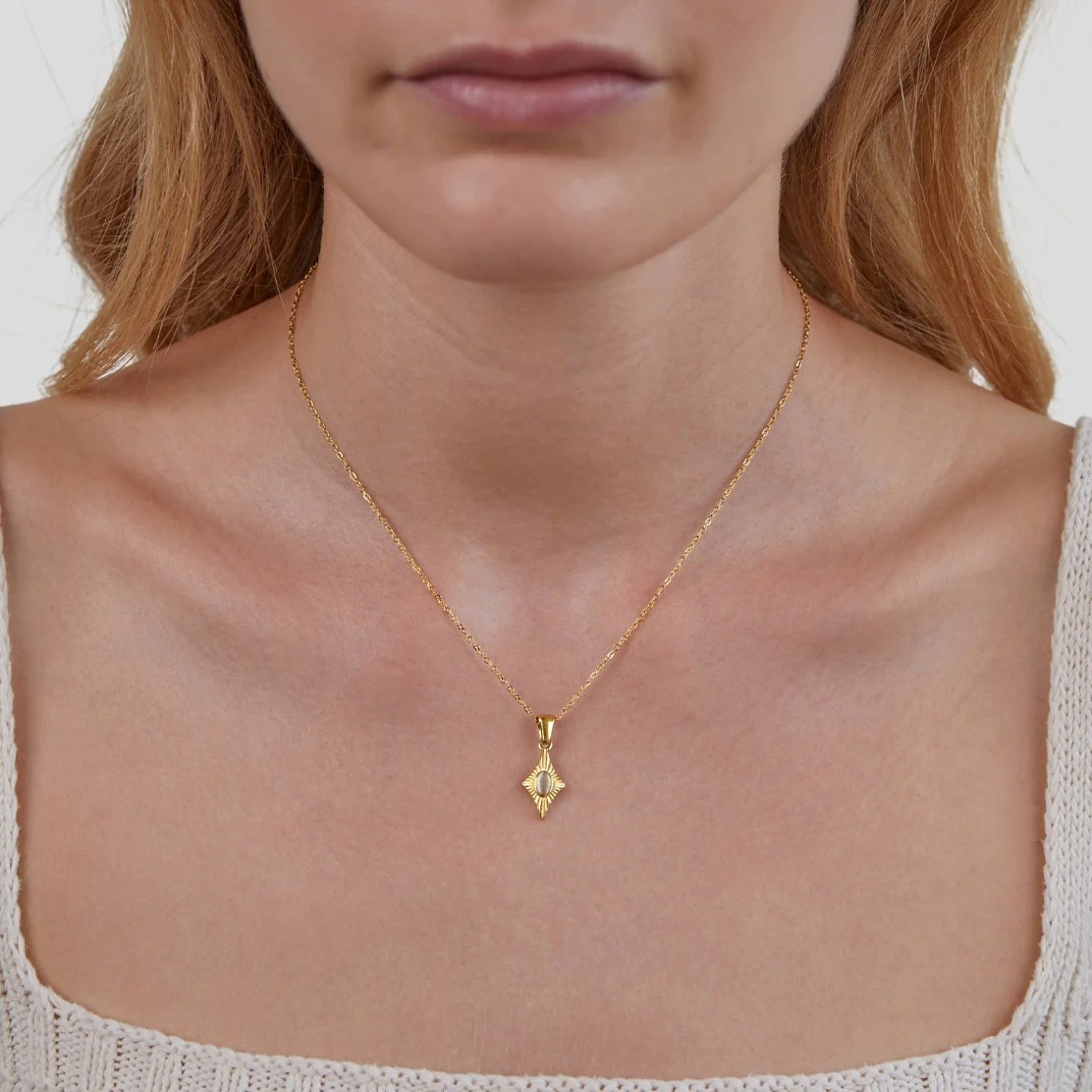 Luna White Opal Gold Necklace - Image 2