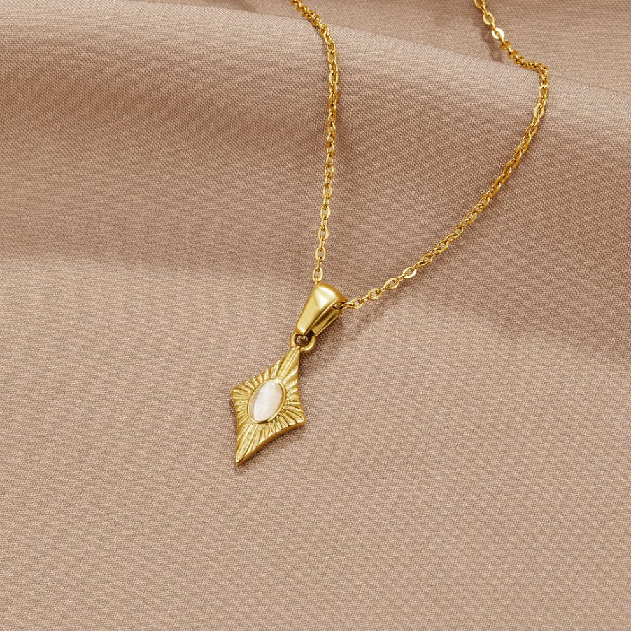 Luna White Opal Gold Necklace - Image 3