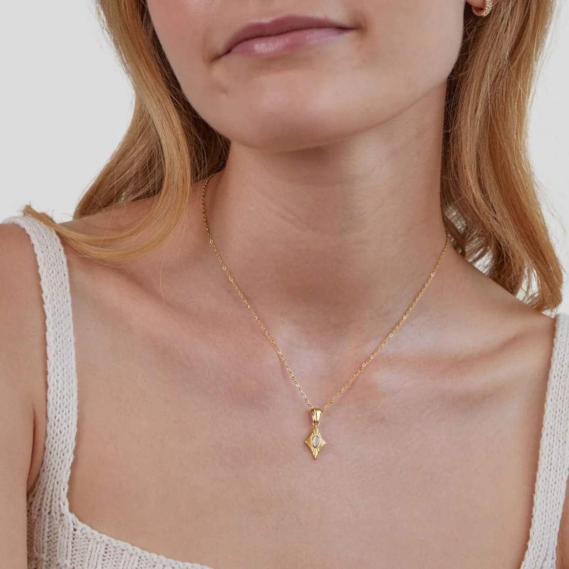 Luna White Opal Gold Necklace - Image 6