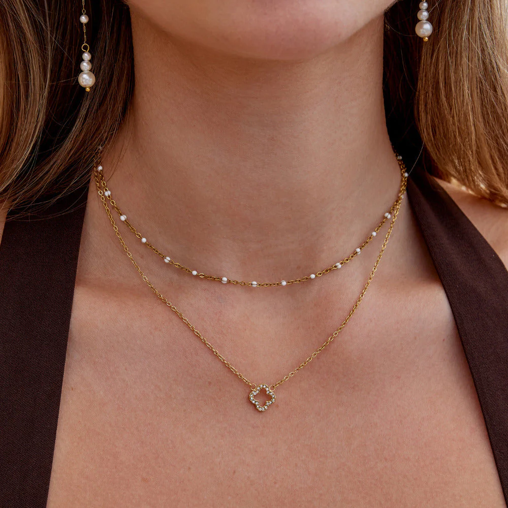 Luxe Crystal Clover Necklace - Image 3
