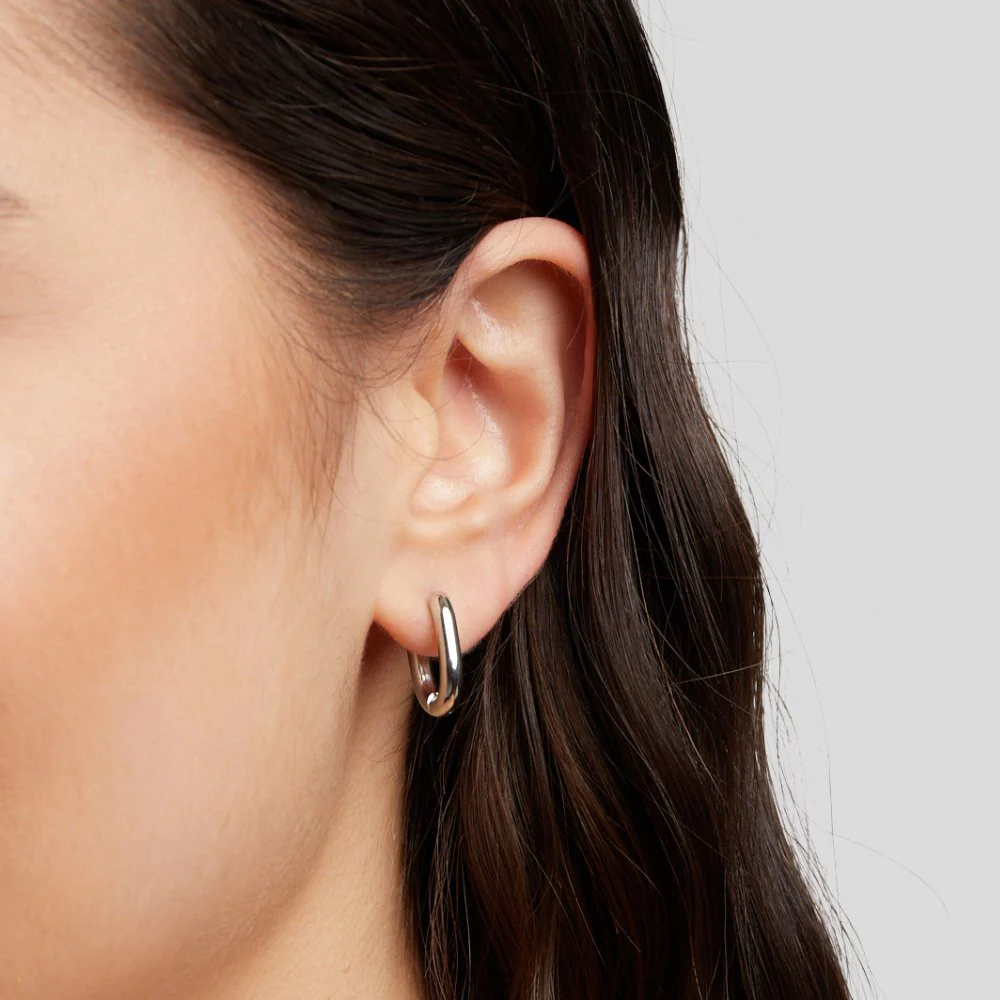 Madison Silver Hoop Earrings - Image 2