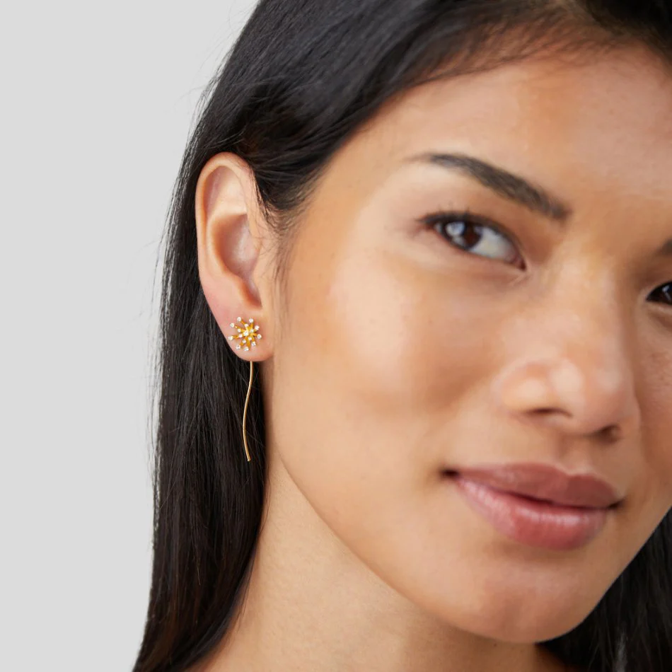 Make A Wish Dandelion 18K Gold Earrings - Image 3