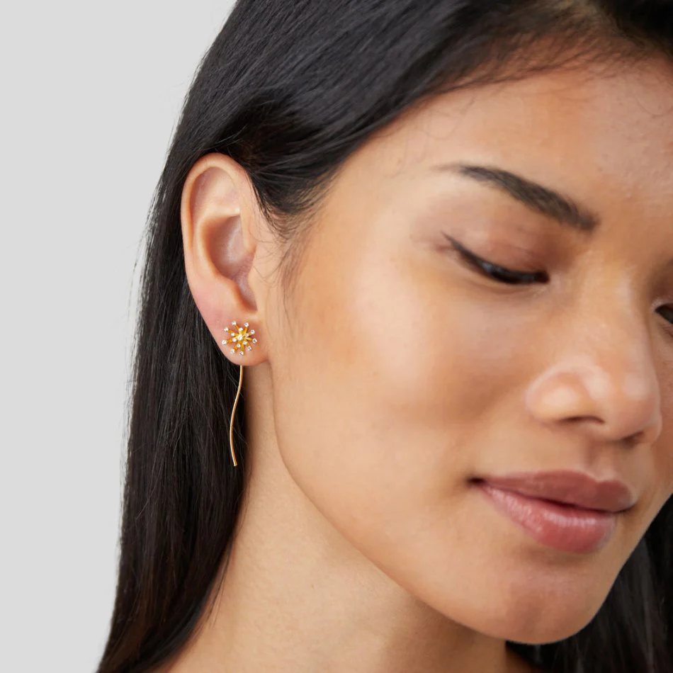 Make A Wish Dandelion 18K Gold Earrings - Image 5