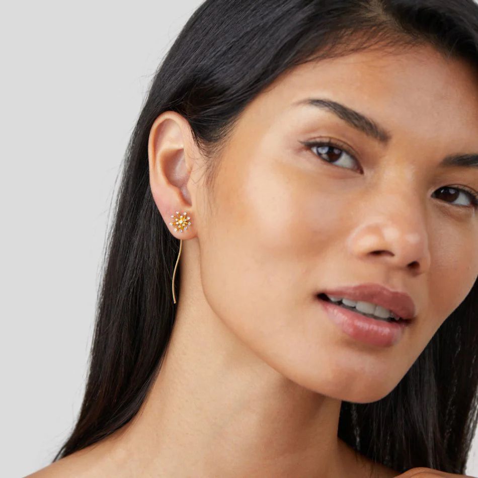 Make A Wish Dandelion 18K Gold Earrings - Image 6