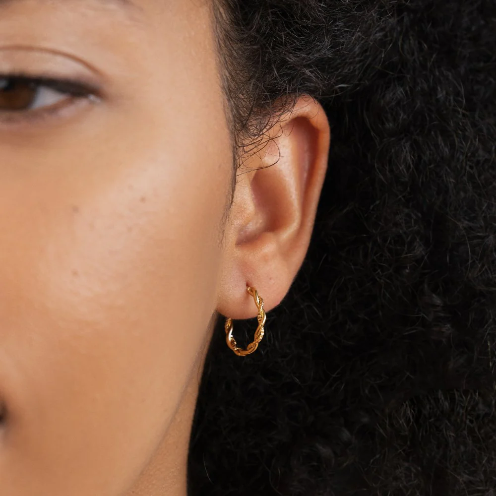 Maria Twisted Semi Hoop Earrings - Image 3