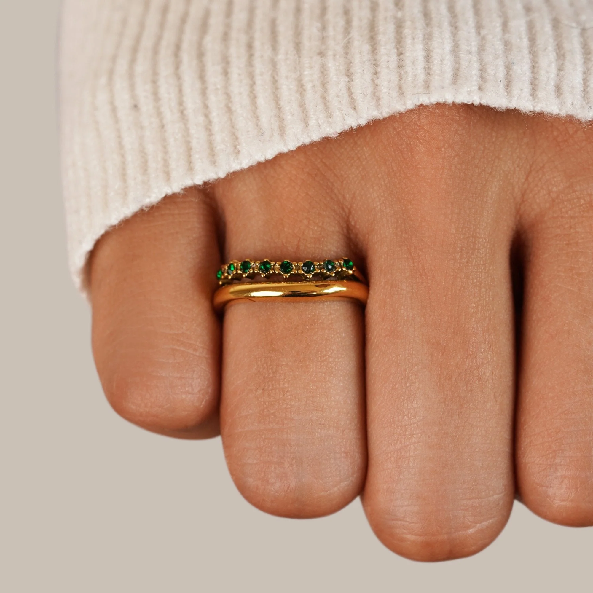 Marissa Emerald Green Layered Ring - Image 2