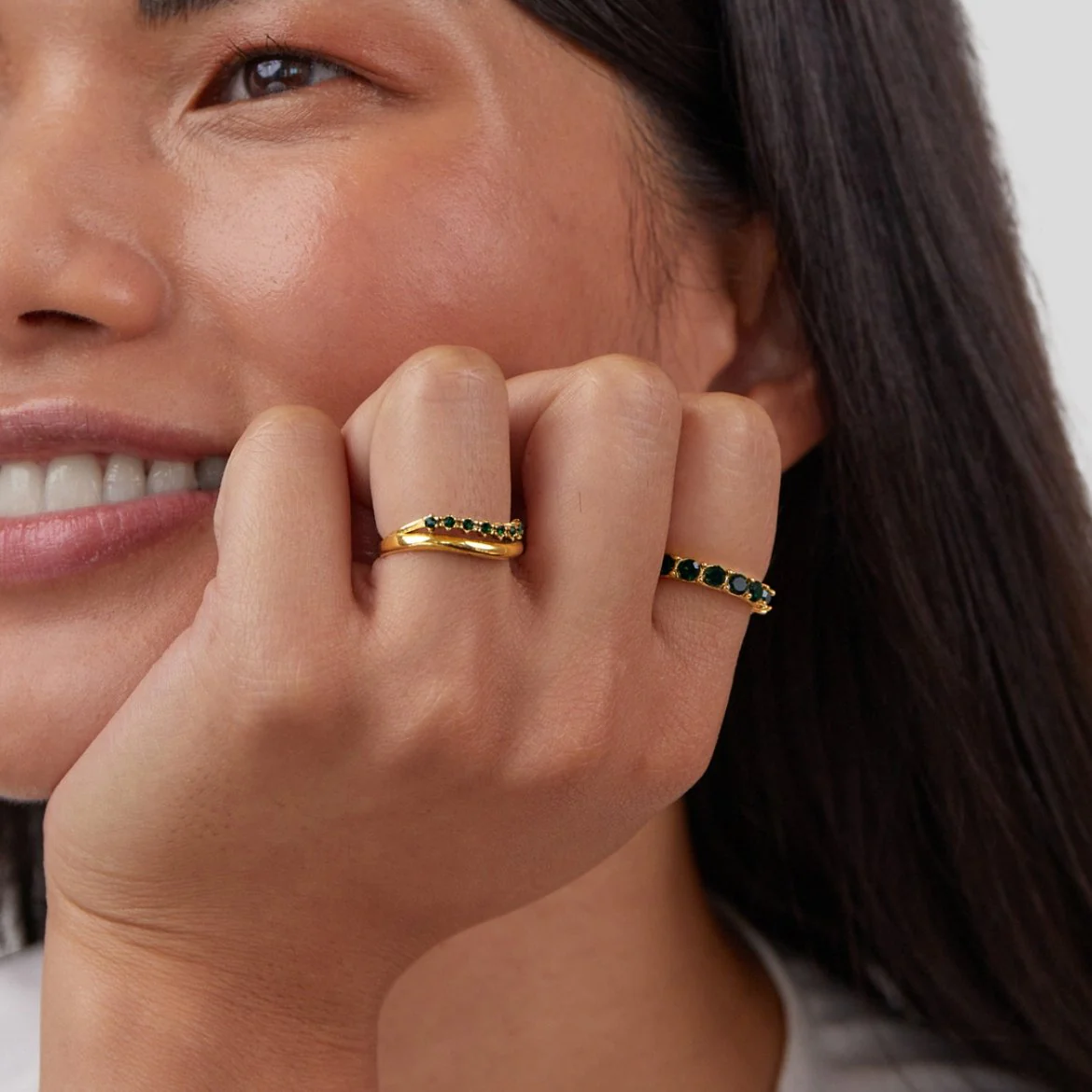 Marissa Emerald Green Layered Ring - Image 4