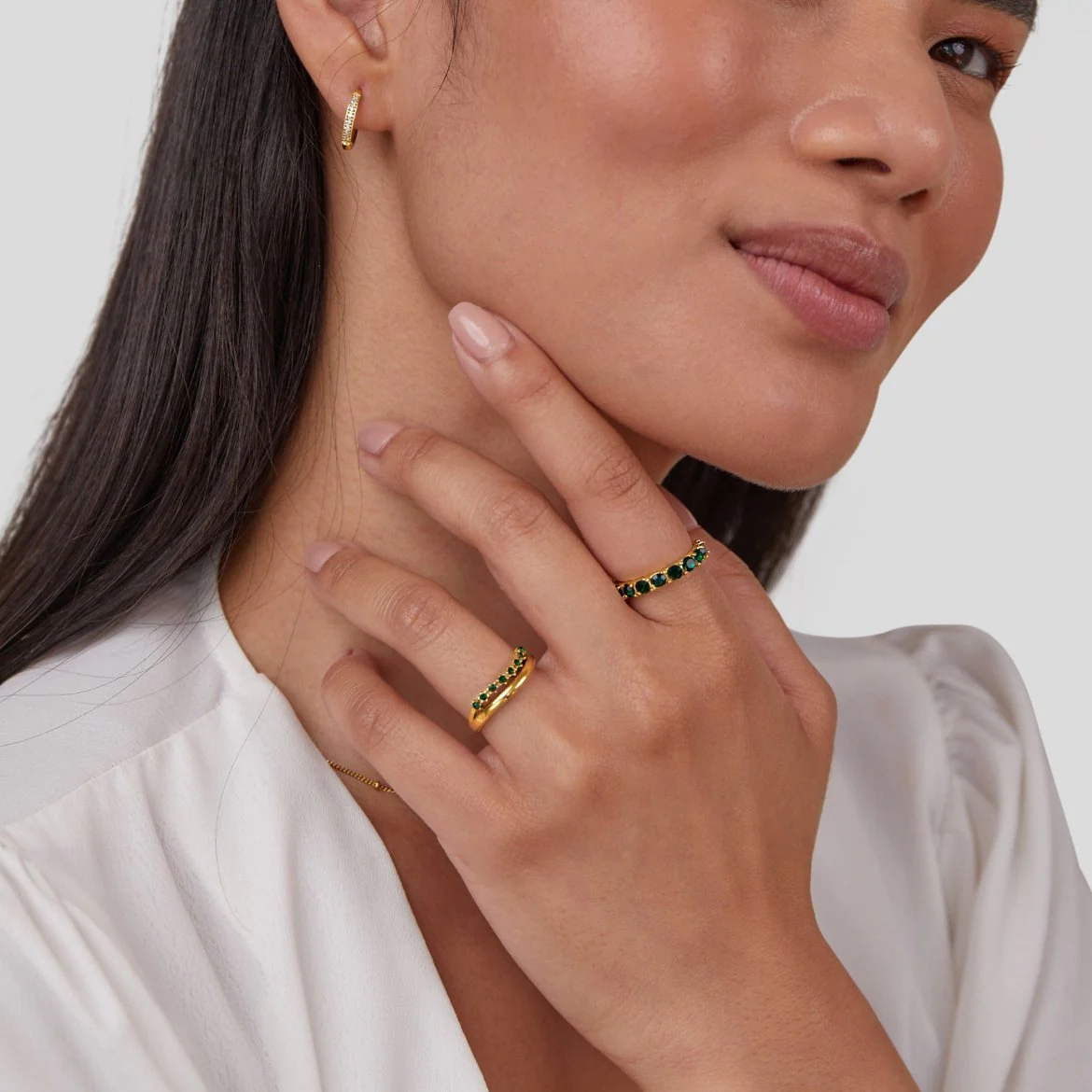 Marissa Emerald Green Layered Ring - Image 7